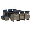 vidaXL 11-teiliges Garten-Ess-Set mit Kissen, grau, Polyrattan