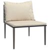 vidaXL Garten-Mittelsofa mit Kissen Grau Poly Rattan