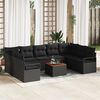 vidaXL Garten-Sofa-Set mit Kissen 10 pcs Schwarz Poly Rattan