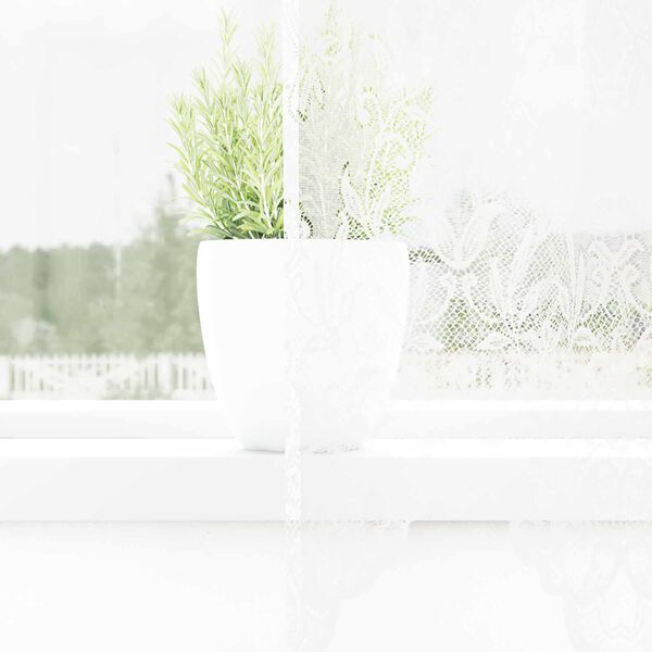 vidaXL Spitzenvorhang mit Vorh&auml;ngen Floral Wei&szlig; 260 x 300 cm Polyester