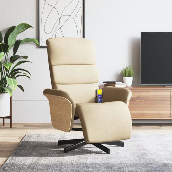 vidaXL Relaxsessel mit Fu&szlig;teil Creme Stoff