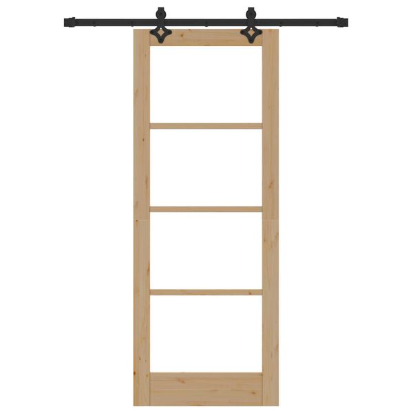 vidaXL Schiebet&uuml;r Natur 78 x 202 cm Massivholz Kiefer und Glas