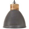 vidaXL H&auml;ngelampe Industrie-Stil Grau Eisen & Massivholz 46 cm E27