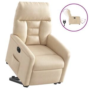 vidaXL Relaxsessel mit Aufstehhilfe Elektrisch Creme Mikrofasergewebe