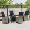 vidaXL Tisch- und Stuhlset mit Kissen 5 pcs Grau PE-Rattan