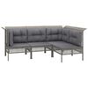 vidaXL 7-tlg. Garten-Lounge-Set mit Kissen Grau Poly Rattan