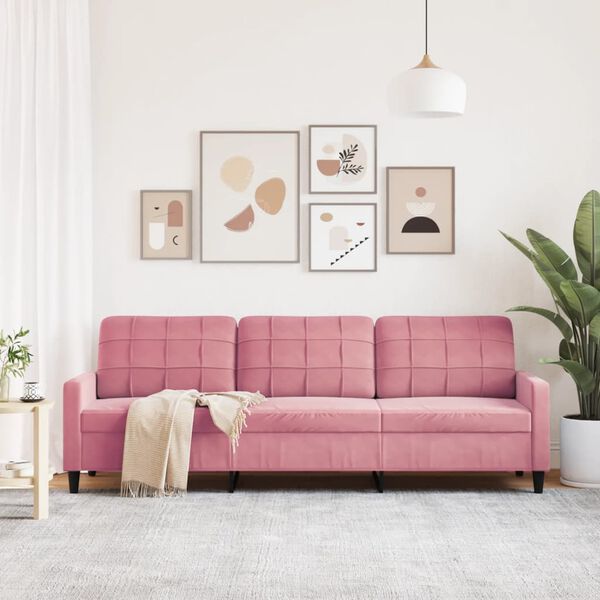 vidaXL 3-Sitzer-Sofa Rosa 210 cm Samt