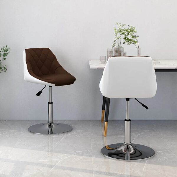 vidaXL Esszimmerst&uuml;hle 2 Stk. Drehbar Braun und Wei&szlig; Kunstleder
