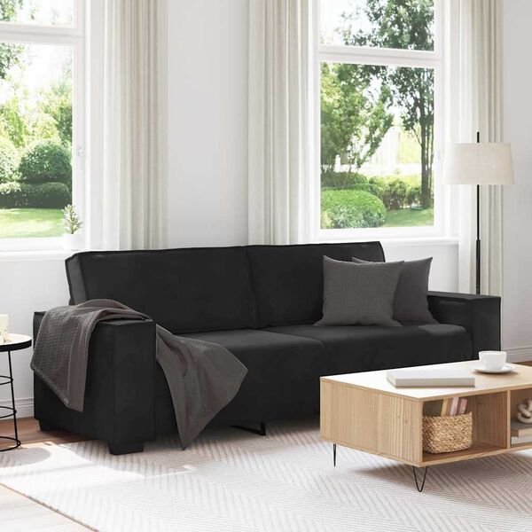 vidaXL 3-Sitzer-Sofa Schwarz 180 cm Samt