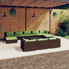vidaXL 11-tlg. Garten-Lounge-Set mit Kissen Braun Poly Rattan