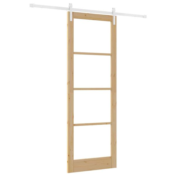 vidaXL Schiebet&uuml;r ORKDAL Natur 83 x 232 cm Massivholz Kiefer und Glas