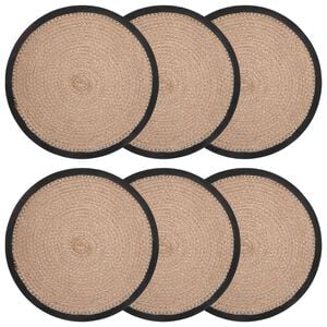 vidaXL Jute Platzsets 6 stk. Nat&uuml;rlich und Schwarz 100% Tossa Jute