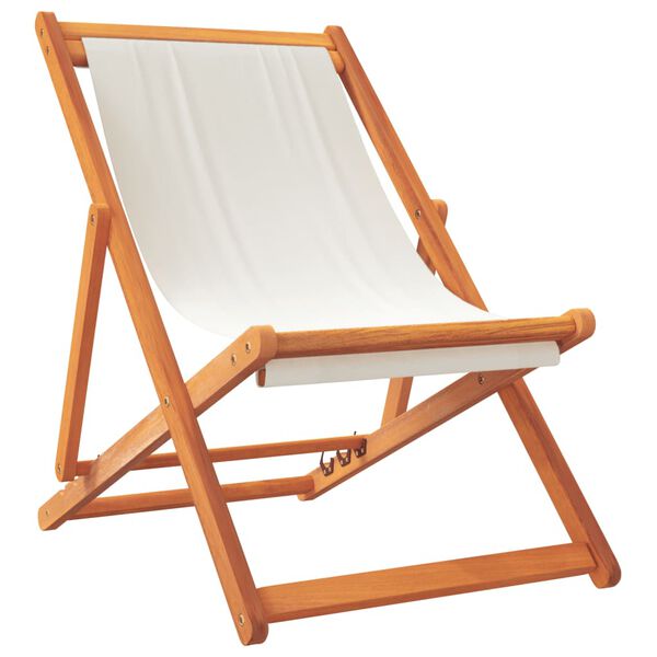 vidaXL Klappbare Strandst&uuml;hle 2 Stk. Cremewei&szlig; Stoff