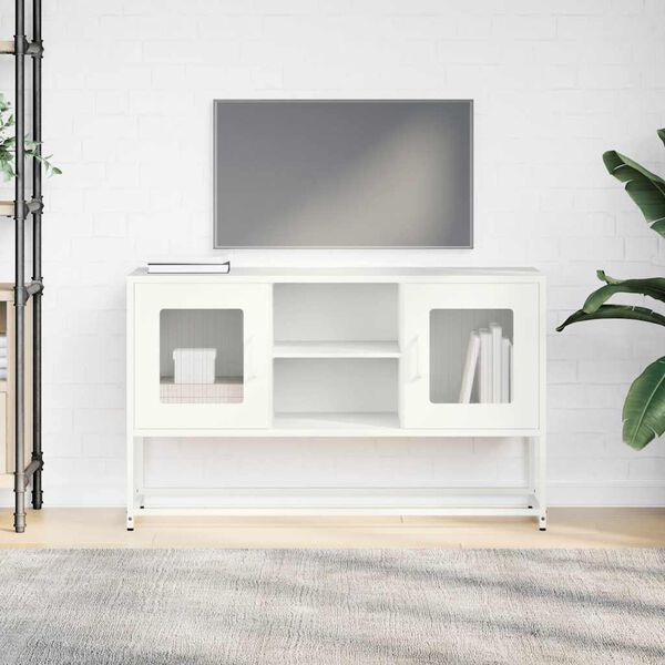 vidaXL TV-Schrank Wei&szlig; 100,5x39x60,5 cm Stahl