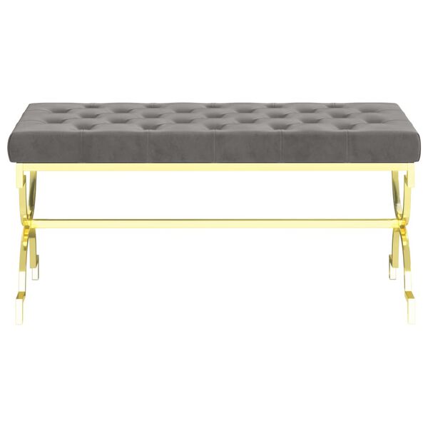 vidaXL Bank 99 cm Grau Samt und Edelstahl