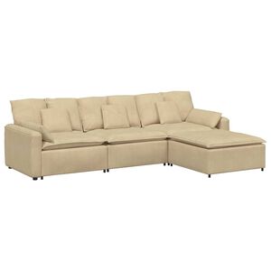 vidaXL Modulares Sofa mit Fu&szlig;hocker und Kissen Graugr&uuml;n
