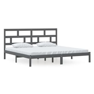 vidaXL Massivholzbett Grau Kiefer 200x200 cm
