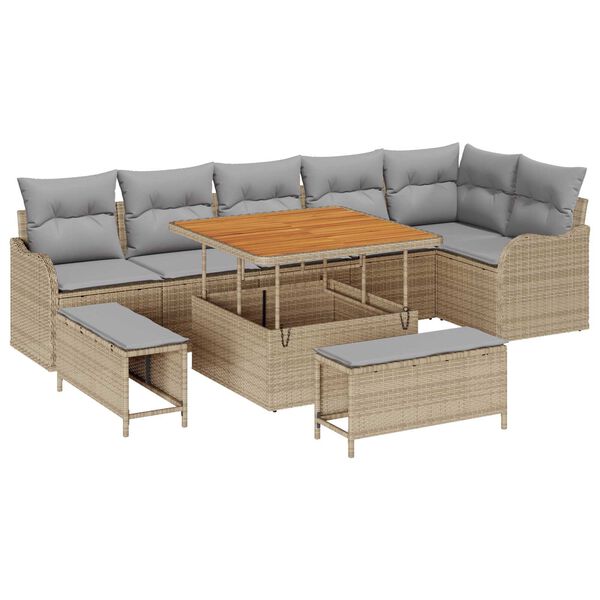 vidaXL Garten-Sofa-Set 9 pcs Beige Poly-Rattan
