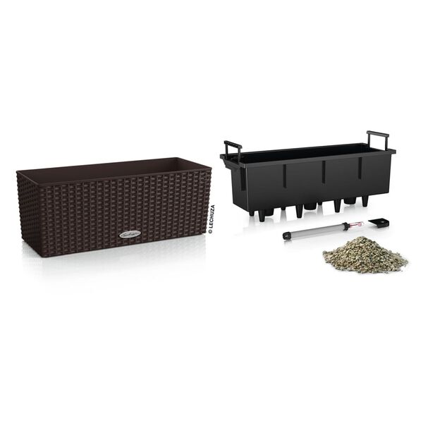 LECHUZA Pflanzgef&auml;&szlig; BALCONERA Cottage 50 ALL-IN-ONE Mokka