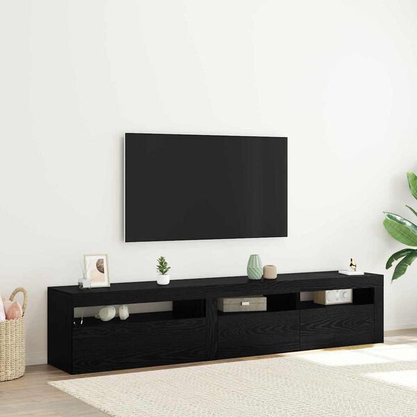 vidaXL TV-Schr&auml;nk 2 pcs Schwarz Eichen-Optik 195 x 35 x 40 cm