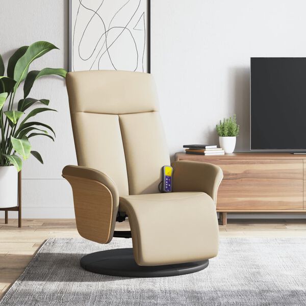 vidaXL Massagesessel mit Fu&szlig;teil Creme Stoff