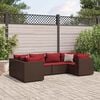 vidaXL 6-tlg. Garten-Lounge-Set mit Kissen Braun Poly Rattan