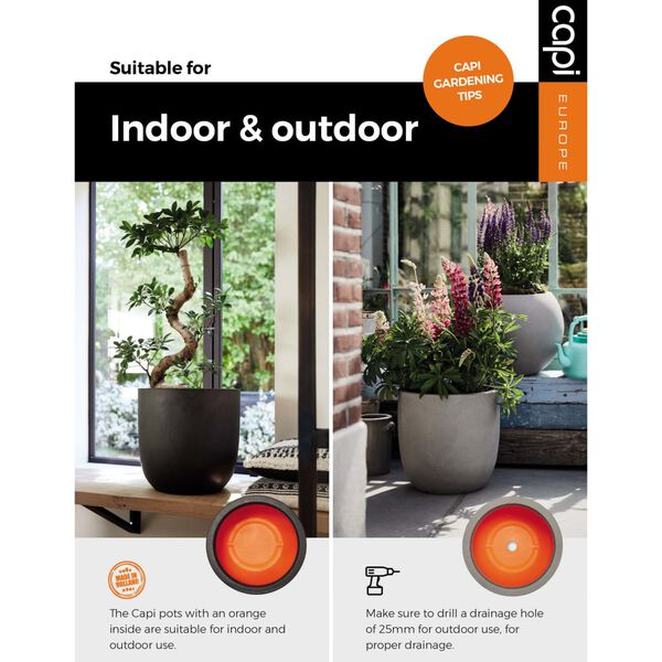 Capi Blumentopf Nature Rib Quadratisch 30x30x30 cm Dunkelgrau