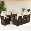vidaXL 9-tlg. Garten-Essgruppe mit Kissen Braun Poly Rattan
