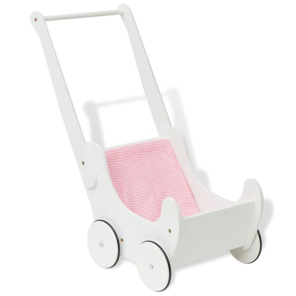 vidaXL Puppenwagen Holz 53 x 25,7 x 50 cm wei&szlig;
