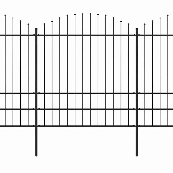 vidaXL Gartenzaun mit Speerspitze Stahl 892,5 x 200 cm Schwarz