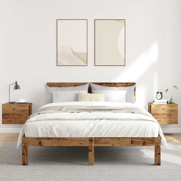 vidaXL Wand-Nachttische 2 Stk. Altholz-Optik 40x32x30 cm