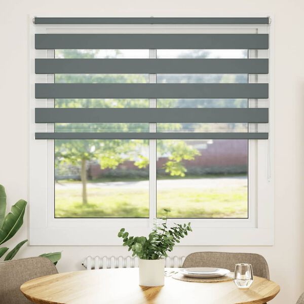 vidaXL Doppelrollo Dunkelgrau 145x150cm Stoffbreite 140,9 cm Polyester