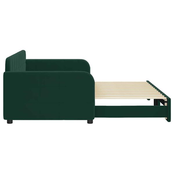 vidaXL Tagesbett Ausziehbar Dunkelgr&uuml;n 90x200 cm Samt
