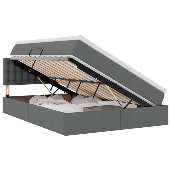 vidaXL Bett mit Stauraum und LED Dunkelgrau 140 x 200 cm Polyester
