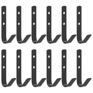 vidaXL Wandhaken J-Form 12 Stk. Schwarz Stahl