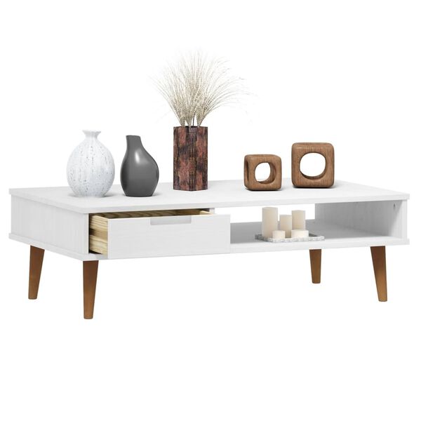 vidaXL Couchtisch MOLDE Wei&szlig; 100x55x31 cm Massivholz Kiefer