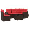 vidaXL 6-teiliges Gartensofa-Set mit Kissen, braun, Polyrattan