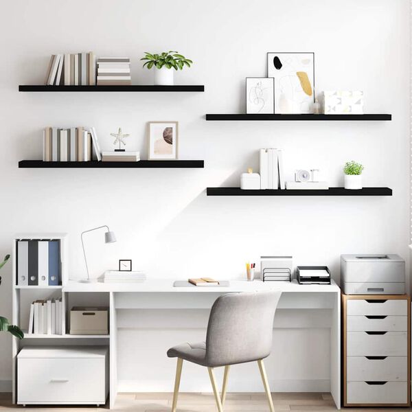 vidaXL Schweberegale 4 Stk. Schwarz 120x23,5x3,8 cm MDF