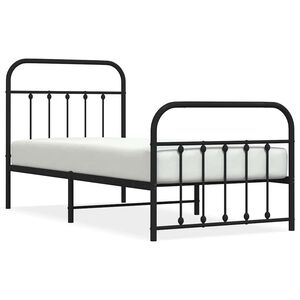 vidaXL Bettgestell mit Kopf- und Fu&szlig;teil Metall Schwarz 90x200 cm