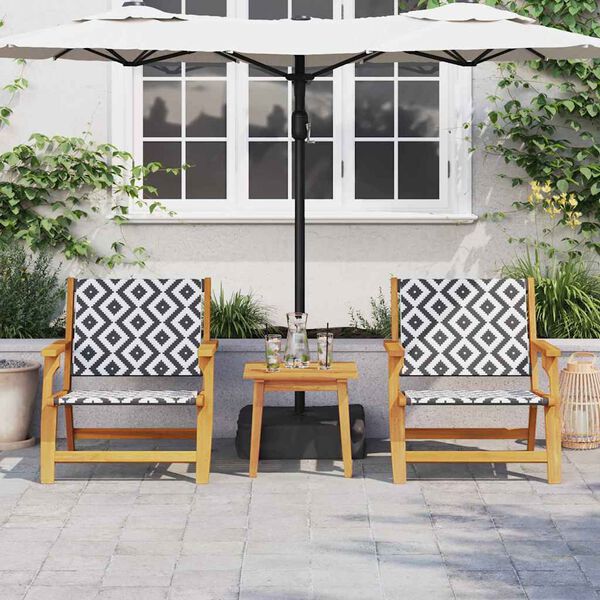 vidaXL Gartenst&uuml;hle mit Tisch 3 pcs Schwarz und Wei&szlig; Massivholz Akazie