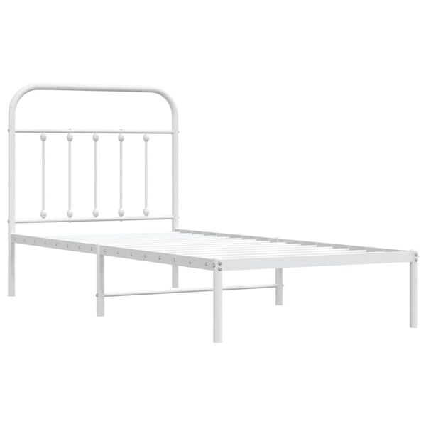 vidaXL Bettgestell mit Kopfteil Metall Wei&szlig; 90x200 cm
