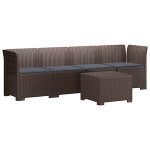 vidaXL 4-Sitzer Gartensofa mit Kissen Rattan Look PP Braun