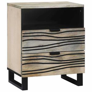 vidaXL Nachttisch Wei&szlig; und Schwarz 50 x 33 x 62 cm Massivholz Akazie