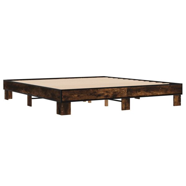 vidaXL Bettgestell R&auml;uchereiche 160x200 cm Holzwerkstoff und Metall