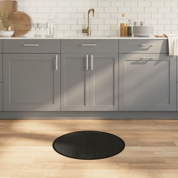 vidaXL Teppich Rund Schwarz 60 cm Bambus