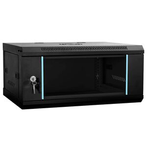 vidaXL Netzwerkschrank mit Speicher Schwarz 60 x 35 x 28 cm Stahl