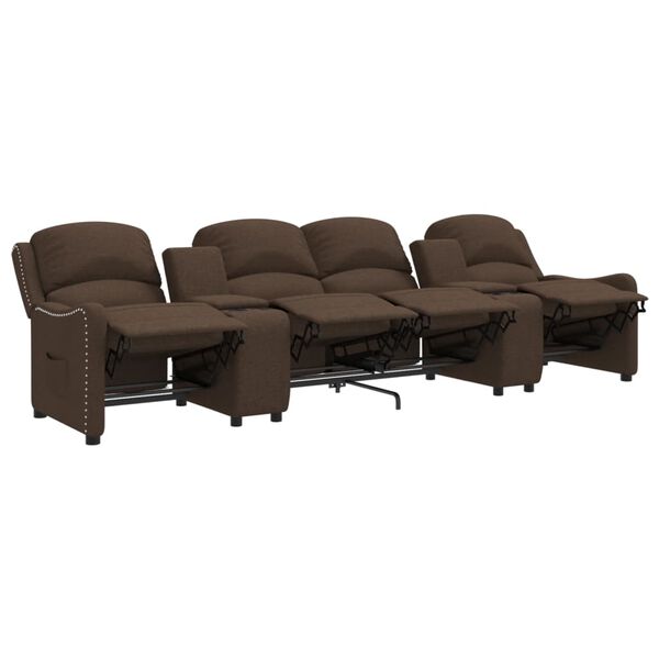 vidaXL Relaxsofa 4-Sitzer mit Getr&auml;nkehaltern Braun Stoff