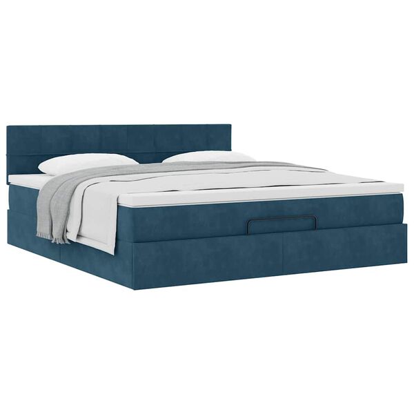 vidaXL Ottoman-Bett mit Matratze Dunkelblau 180x200 cm Samt