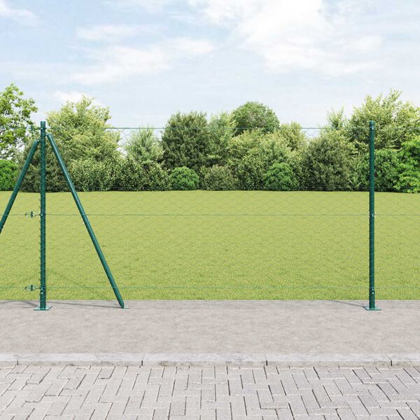 vidaXL Zaunpfosten Gr&uuml;n 100 x 1,2 m (50 mm Maschenweite) Stahl und PVC