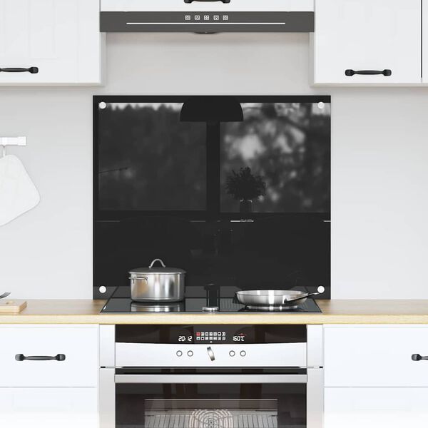 vidaXL K&uuml;chenr&uuml;ckwand Schwarz 70 x 60 cm Geh&auml;rtetes Glas